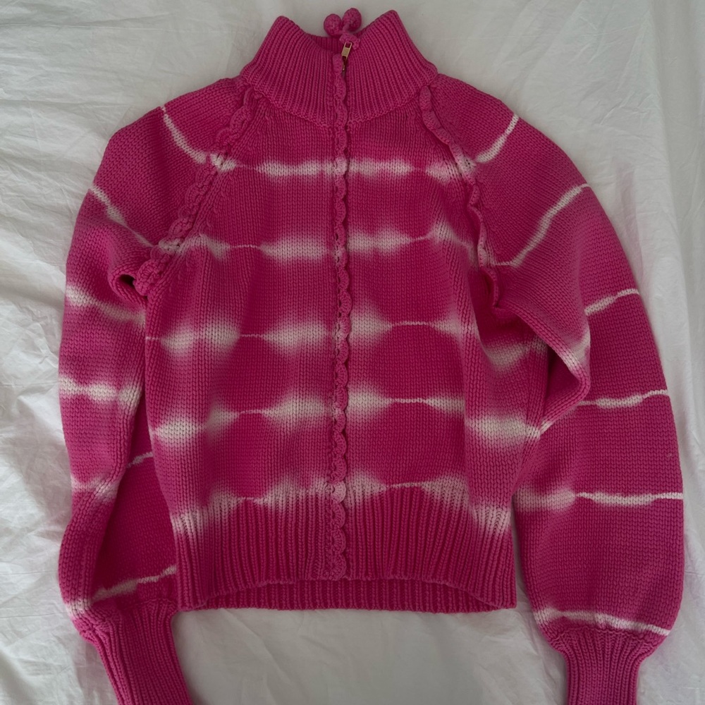 LoveShackFancy Pink Zip Sweater